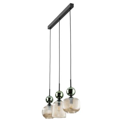 Kabelpendelleuchte SOPHIA 3x E14/10W/230V, schwarz/grün/rauchiges Beige