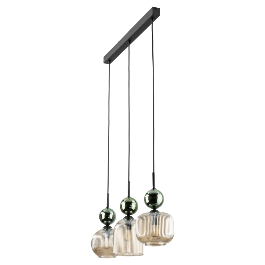Kabelpendelleuchte SOPHIA 3x E14/10W/230V, schwarz/grün/rauchiges Beige