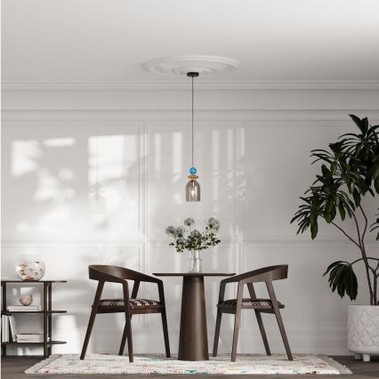 Kabelpendelleuchte TROPEA 1xE27/15W/230V schwarz/rauchblau/beige