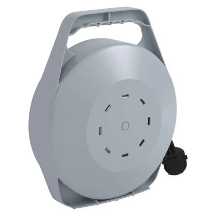 Kabeltrommel mit 4 Steckdosen, 10 m, grau/rot