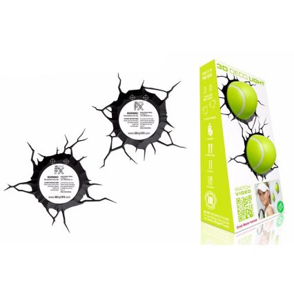 Kanlux 15182 - set 2x 3D Kinderleuchte TENNIS BALL 2xLED/3xAA