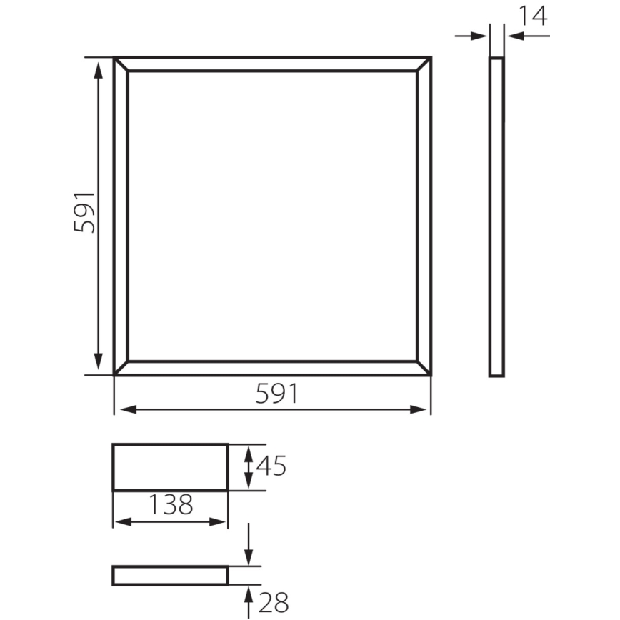 LED-Einbaurahmen AVAR LED/40W/230V 4000K 59x59 cm