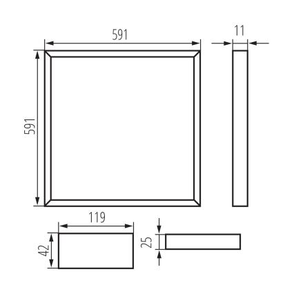 LED-Einbaurahmen AVAR 32 W 230 V 4000 K 59 x 59 cm