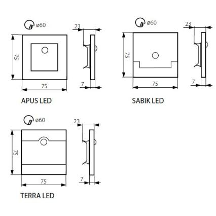 LED-Treppenhausleuchte APUS mit Sensor LED/0,8W/12V 3000K