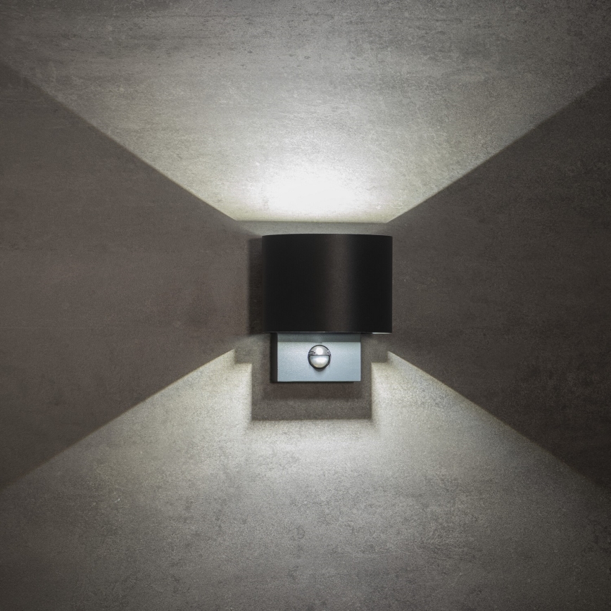 LED-Außenwandleuchte mit Sensor REKA LED/7W/230V IP54, anthrazit, rund