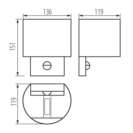 LED-Außenwandleuchte mit Sensor REKA LED/7W/230V IP54, anthrazit, rund