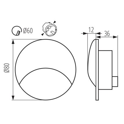 LED Treppenleuchte EXIN LED/2,5W/230V 3000K IP65 weiß rund