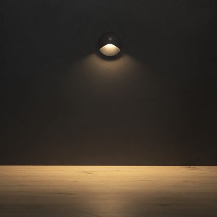 LED Treppenleuchte mit Bewegungs- und Dämmerungssensor EXIN LED/2,5W/230V 3000K IP65 anthrazit rund