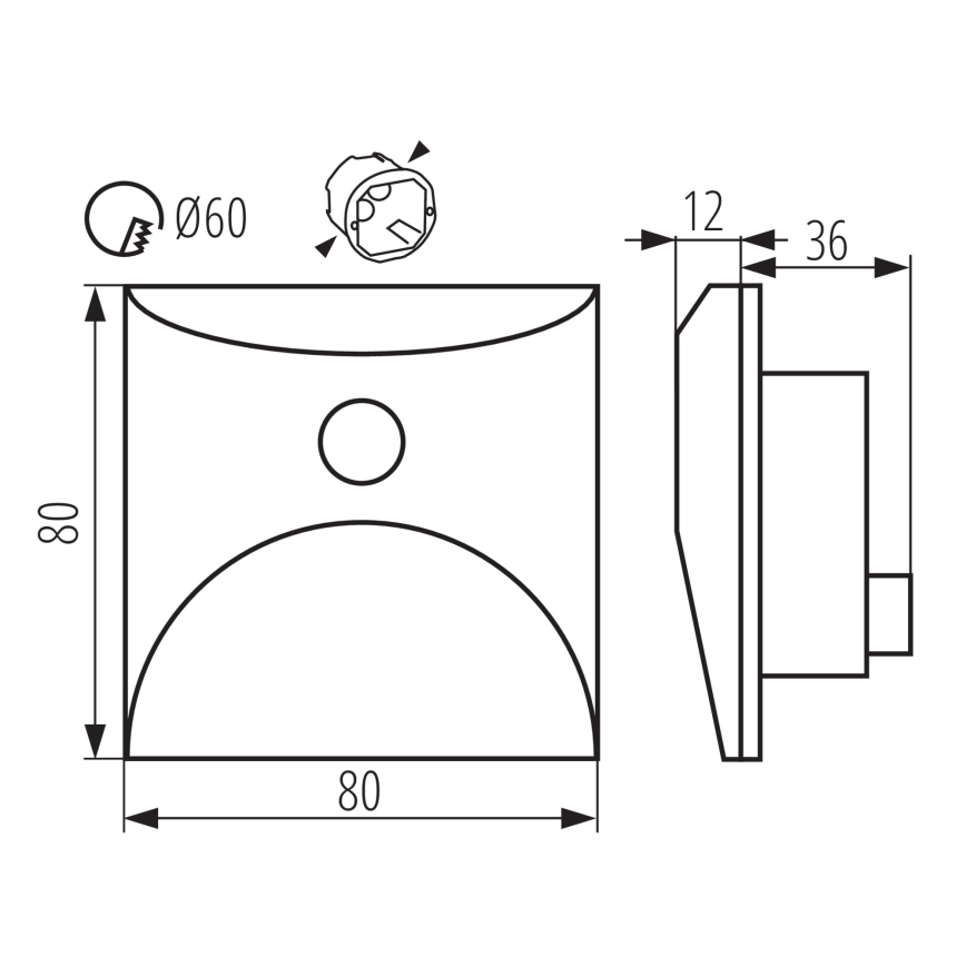 LED-Treppenleuchte mit Bewegungs- und Dämmerungssensor EXIN LED/2,5W/230V 3000K IP65 schwarz eckig
