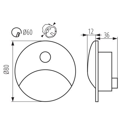 LED-Treppenleuchte mit Bewegungs- und Dämmerungssensor EXIN LED/2,5W/230V 4000K IP65 Anthrazit rund
