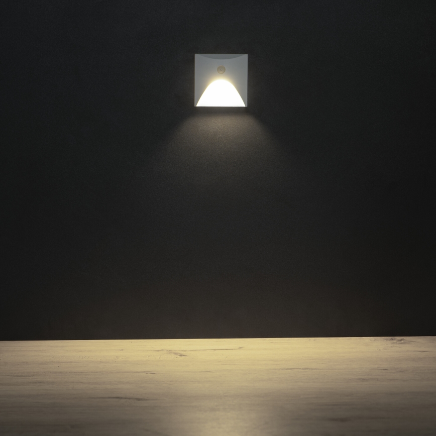 LED-Treppenleuchte mit Bewegungs- und Dämmerungssensor EXIN LED/2,5W/230V 4000K IP65, weiß, eckig