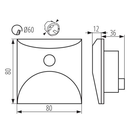 LED-Treppenleuchte EXIN mit Bewegungs- und Dämmerungssensor, 2,5 W / 230 V, 4000 K, IP65, anthrazit, eckig
