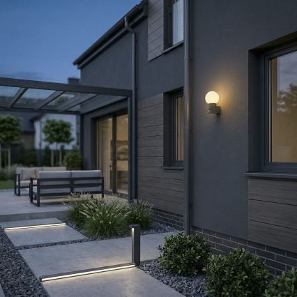 Außenwandleuchte mit Bewegungs- und Dämmerungssensor STONO 1xE27/15W/230V IP65 anthrazit