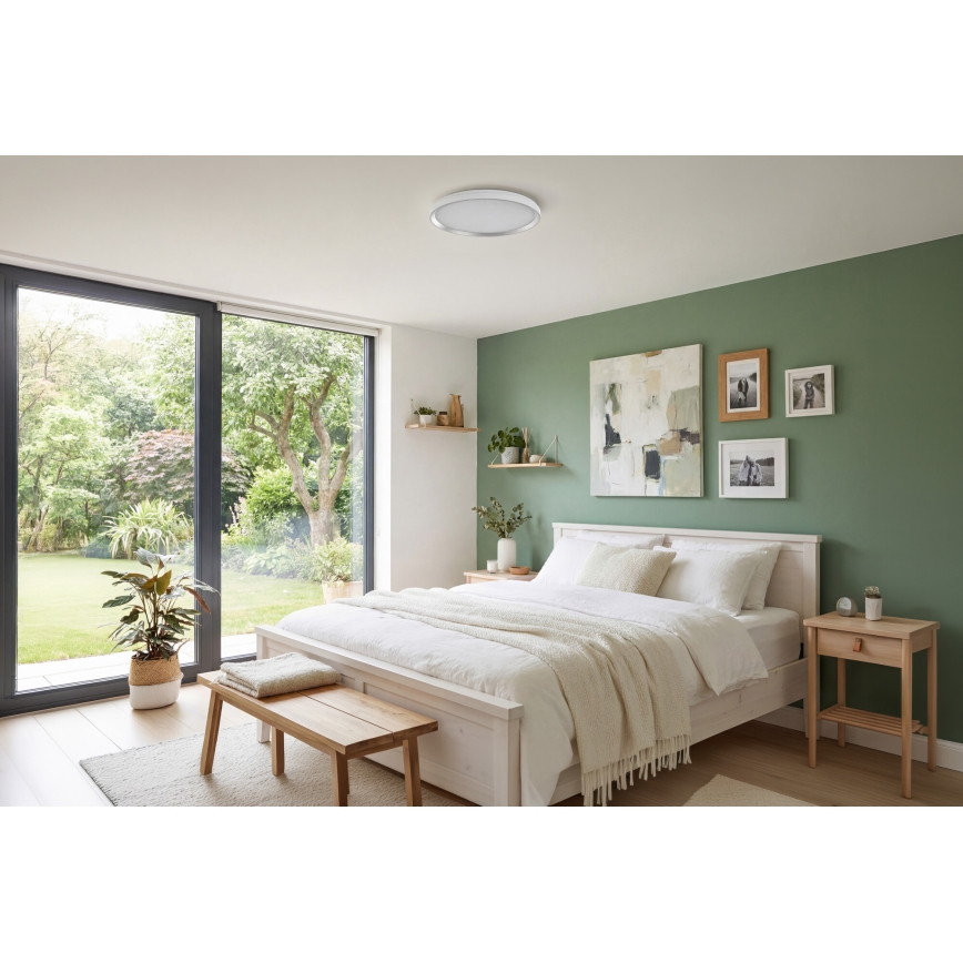 LED-dimmbare Deckenleuchte LIXAN LED/47W/230V 3000-6500K Ø 38,6 cm weiß/silber + Fernbedienung