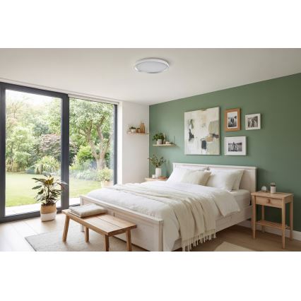 LED-dimmbare Deckenleuchte LIXAN LED/65W/230V 3000-6500K pr. 48,6 cm weiß/silber + Fernbedienung