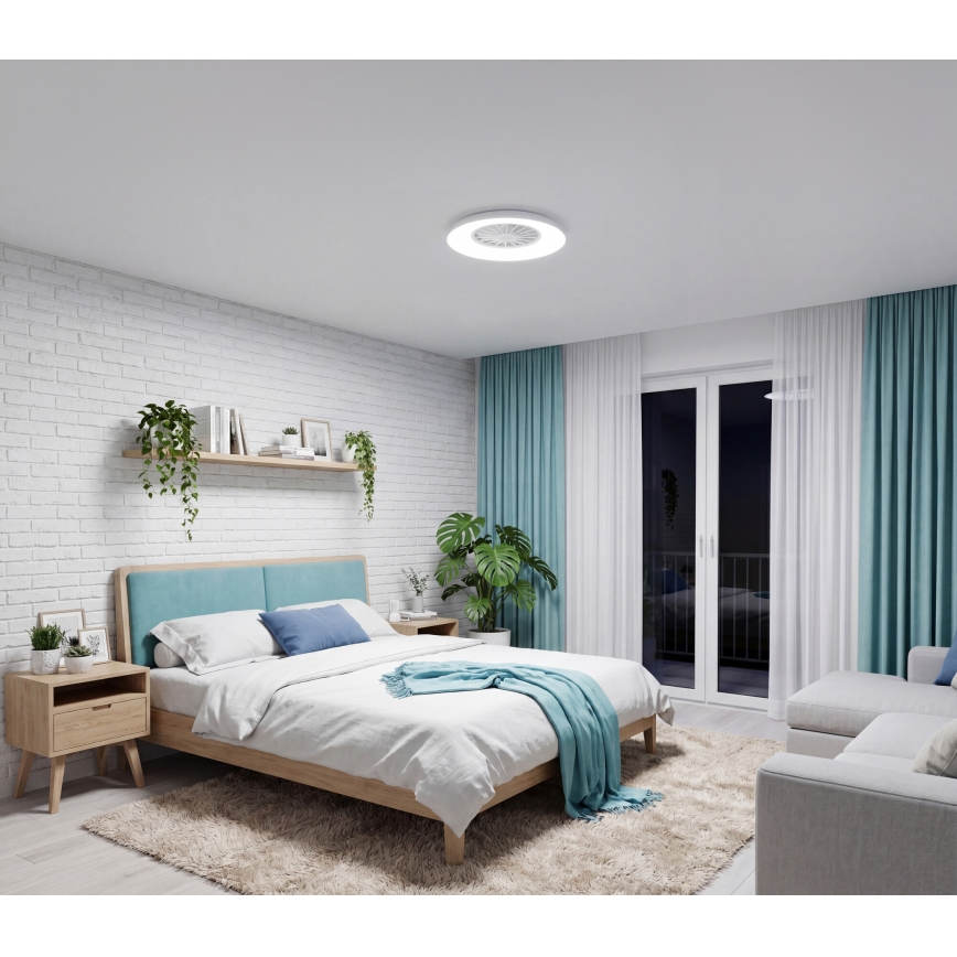 LED RGBW dimmbare Deckenleuchte mit Ventilator PLAVE PAN LED/24W/230V 3000-6500K Ø 48,5 cm weiß + Fernbedienung