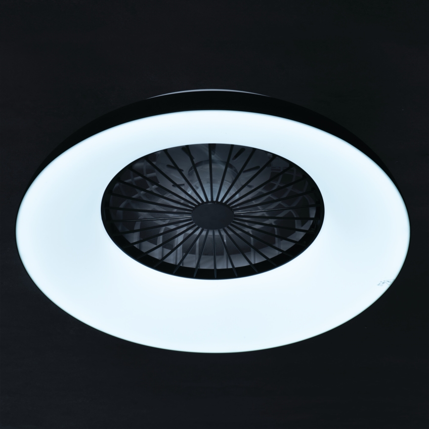 Dimmbares RGBW-LED-Deckenlicht mit Ventilator PLAVE PAN LED/48W/230V 3000-6500K Ø 60 cm schwarz + Fernbedienung
