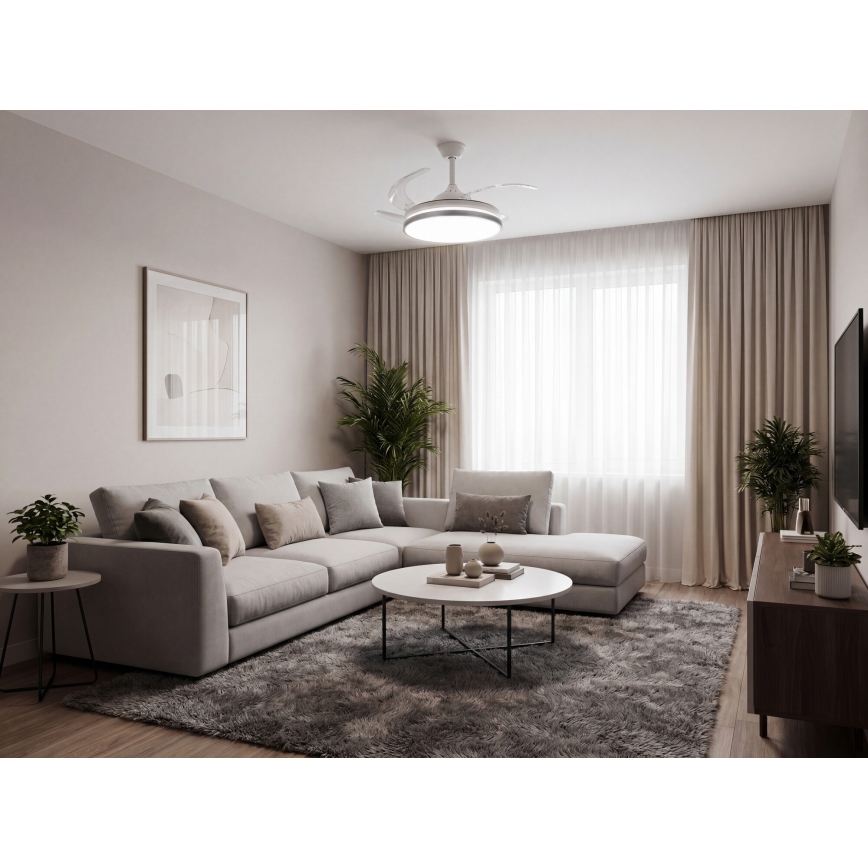 LED-dimmbare Deckenleuchte mit Ventilator PLAVE LED/36W/230V 3000-6500K silber/weiß + Fernbedienung