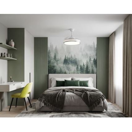LED-dimmbare Deckenleuchte mit Ventilator PLAVE LED/36W/230V 3000-6500K silber/weiß + Fernbedienung