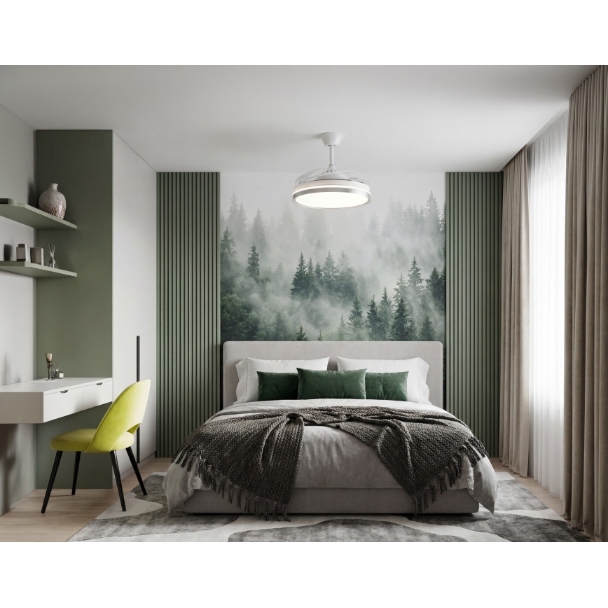 LED-dimmbare Deckenleuchte mit Ventilator PLAVE LED/36W/230V 3000-6500K silber/weiß + Fernbedienung