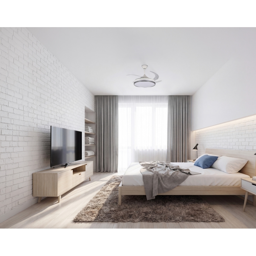 LED-dimmbare Deckenleuchte mit Ventilator PLAVE LED/36W/230V 3000-6500K silber/weiß + Fernbedienung