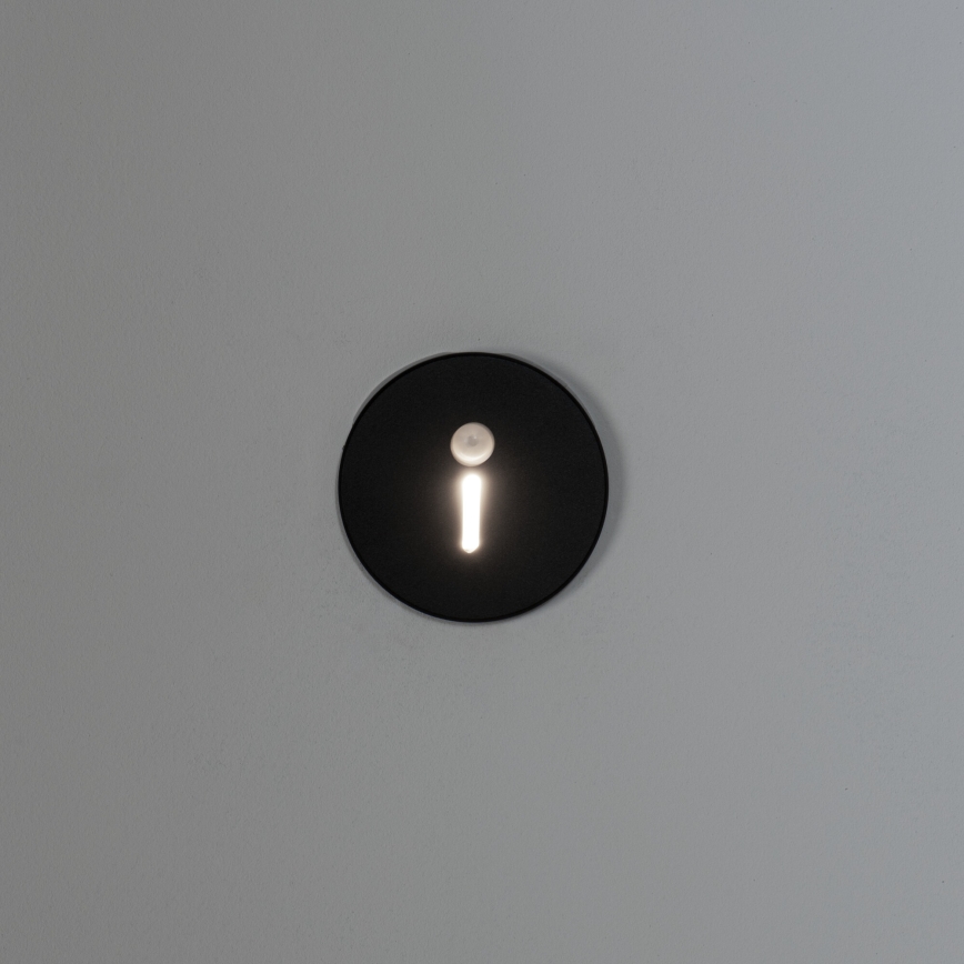 LED-Treppenleuchte mit Bewegungs- und Dämmerungssensor MAGNIK LED/1,7W/230V 2700/3300/3900/4600/5700K schwarz rund