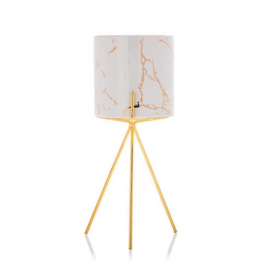Keramik-Blumentopf EMMA 28,3x13 cm weiß/gold