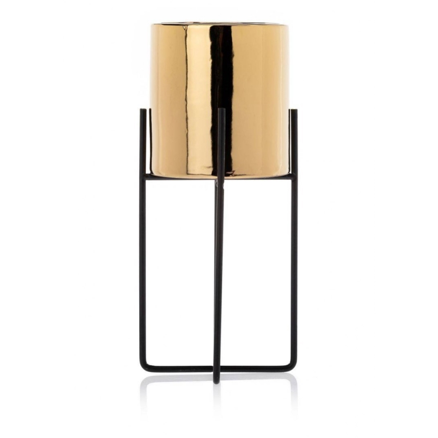 Keramik-Blumentopf FLORRI 23,6x10,4 cm schwarz/gold