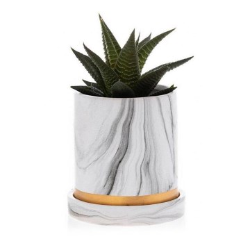 Keramik-Blumentopf mit Schale HANYA 11x11 cm Marmordekor