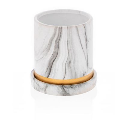 Keramik-Blumentopf mit Schale HANYA 11x11 cm Marmordekor