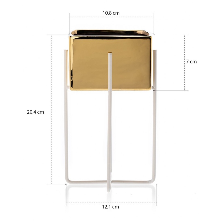 Keramik-Blumentopf MIZU 20,4x12,1 cm gold/weiß
