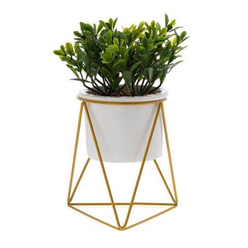 Keramik-Blumentopf SASYA 15,5x11,6 cm gold/weiß