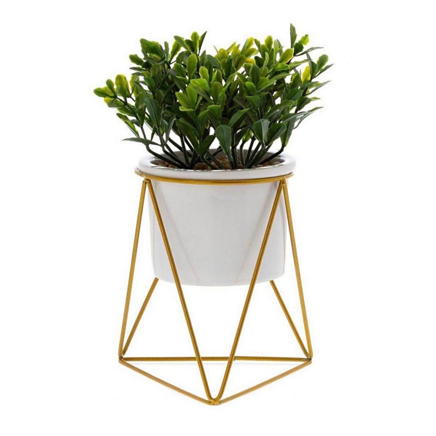 Keramik-Blumentopf SASYA 15,5x11,6 cm gold/weiß