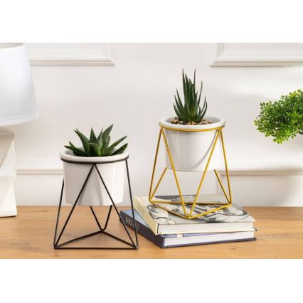 Keramik-Blumentopf SASYA 15,5x11,6 cm gold/weiß