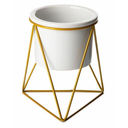 Keramik-Blumentopf SASYA 15,5x11,6 cm gold/weiß