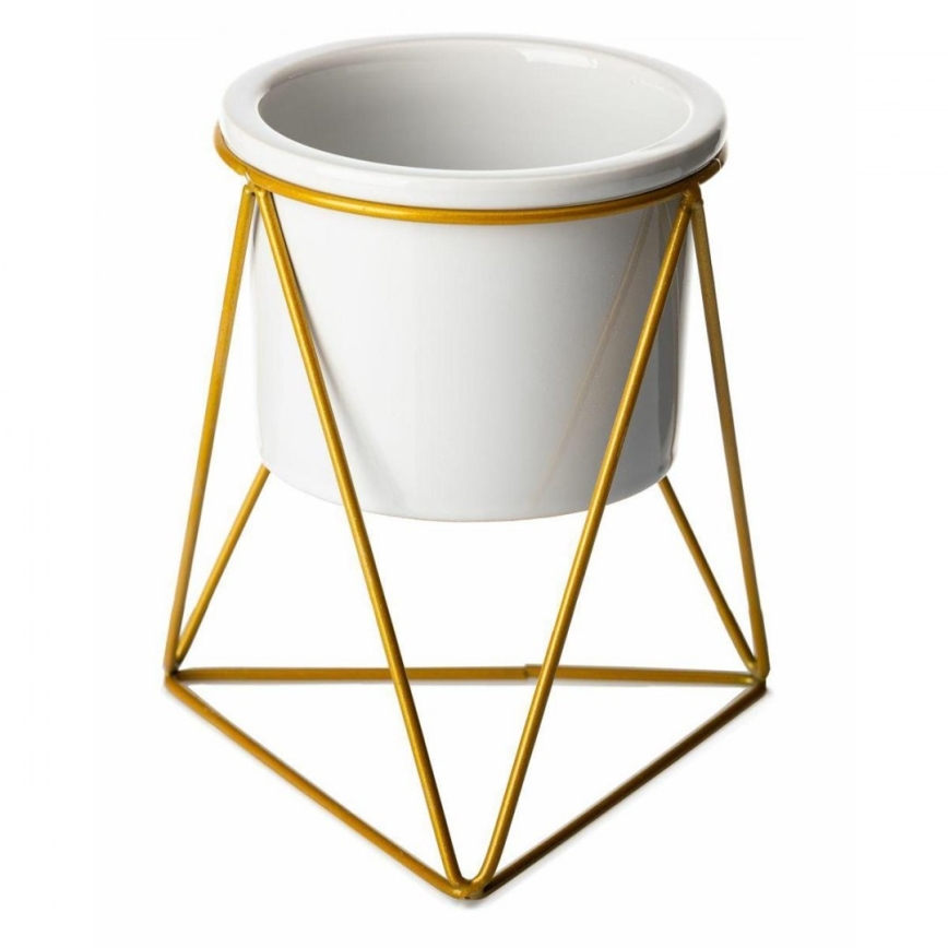 Keramik-Blumentopf SASYA 15,5x11,6 cm gold/weiß
