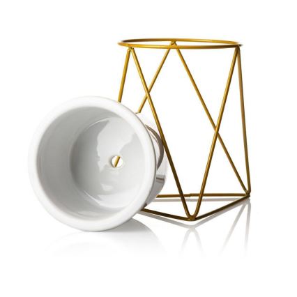 Keramik-Blumentopf SASYA 15,5x11,6 cm gold/weiß