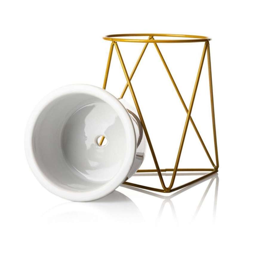 Keramik-Blumentopf SASYA 15,5x11,6 cm gold/weiß