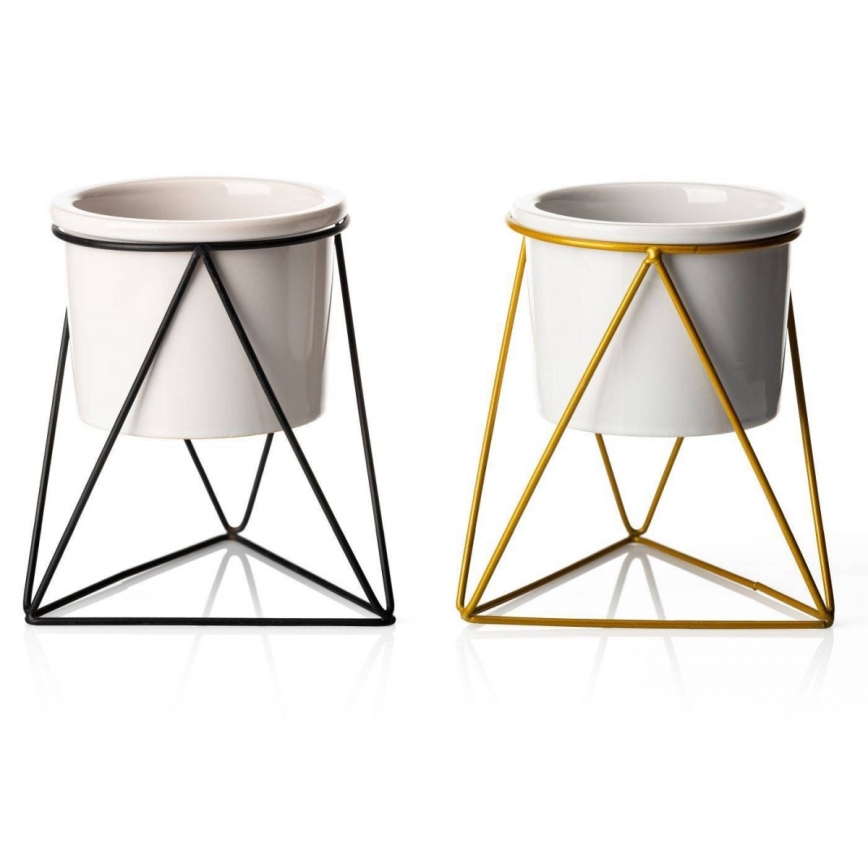 Keramik-Blumentopf SASYA 15,5x11,6 cm gold/weiß