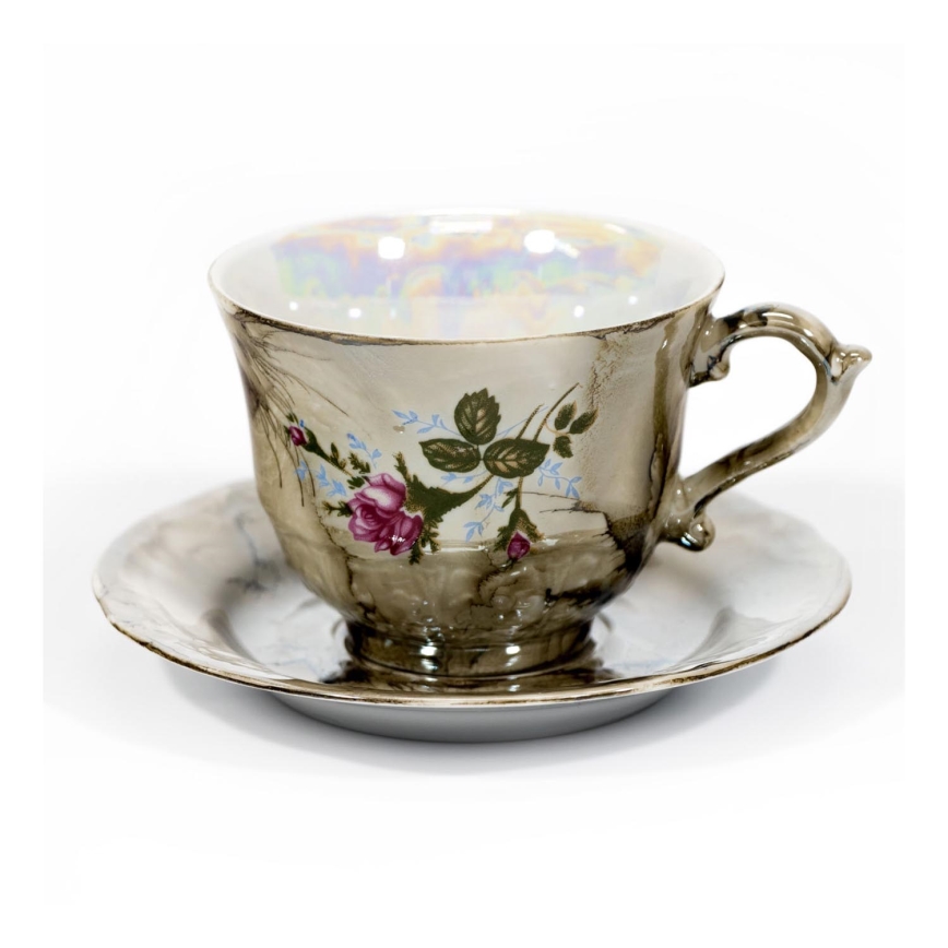 Keramik-Tasse mit Untertasse aus Marmor