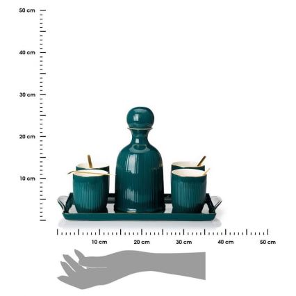 Keramik-Tassenset mit Karaffe und Tablett KENDI grün