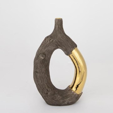 Keramik-Vase 31,5x20x8 cm braun/golden