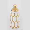 Keramik-Vase 31x12,5 cm golden/weiß