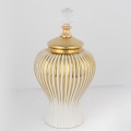 Keramik-Vase 35x17,5 cm golden/weiß