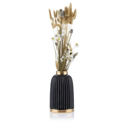 Keramik Vase ROSIE 20,5x12 cm schwarz/gold