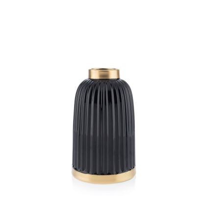 Keramik Vase ROSIE 20,5x12 cm schwarz/gold