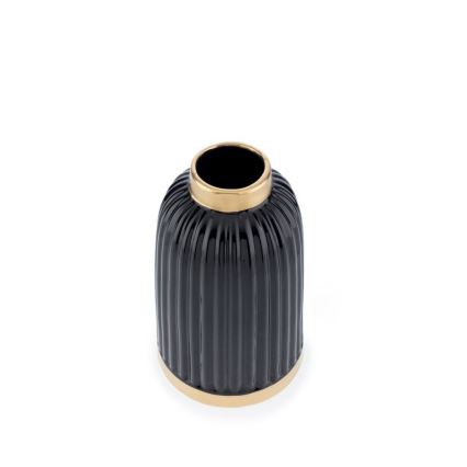 Keramik Vase ROSIE 20,5x12 cm schwarz/gold