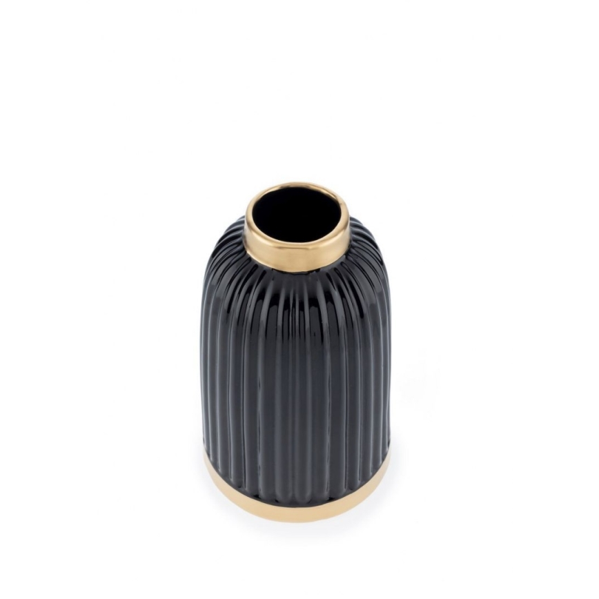 Keramik Vase ROSIE 20,5x12 cm schwarz/gold
