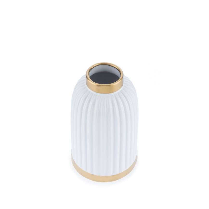 Keramik Vase ROSIE 20,5x12 cm weiß/gold