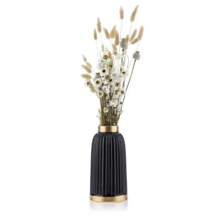 Keramik Vase ROSIE 25x13 cm schwarz/gold